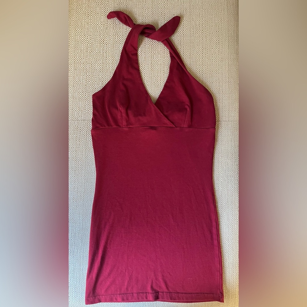 Long Halter Top in Deep Red Size S